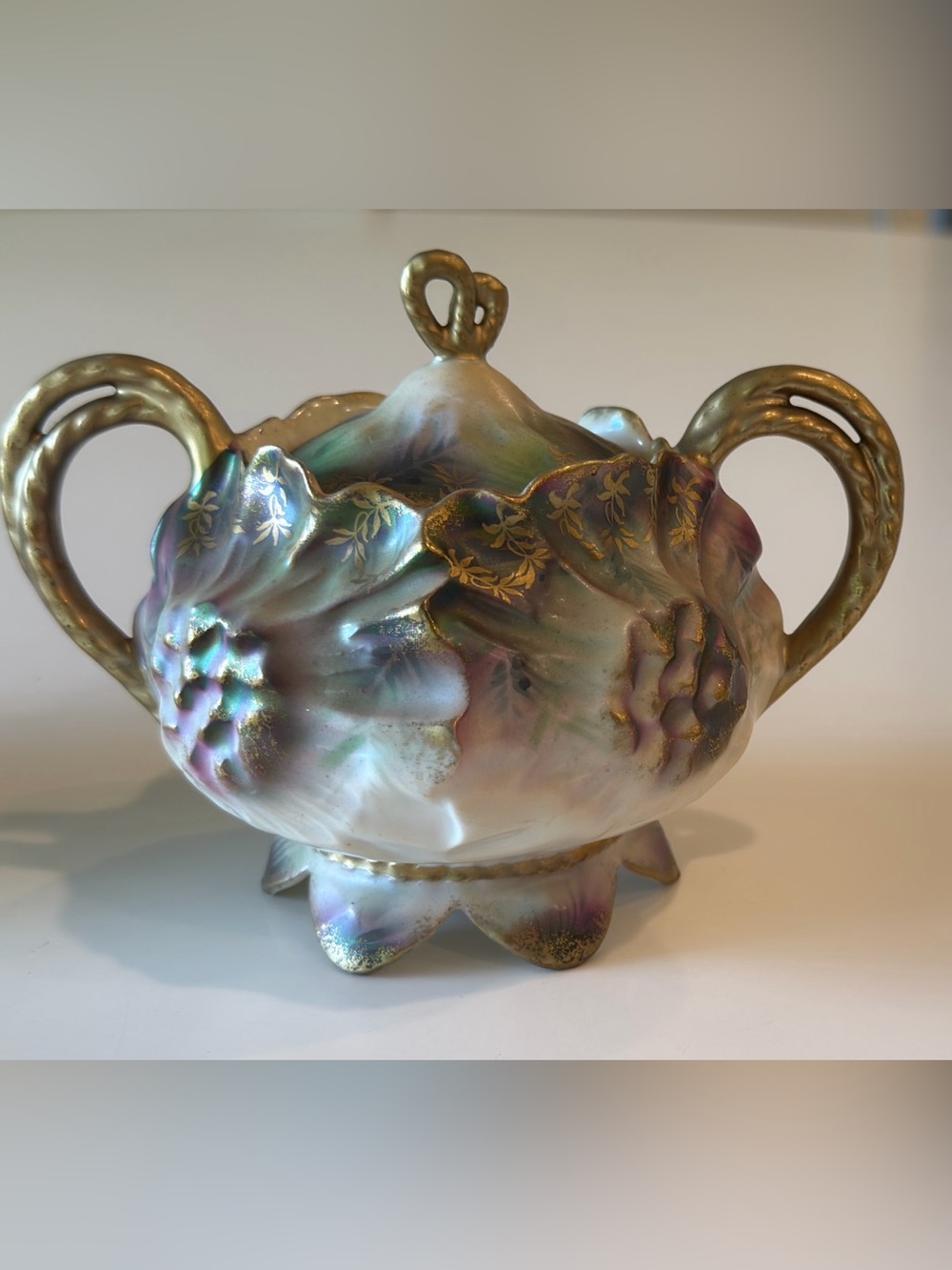 RARE RS PRUSSIA SUNFLOWER (MOLD 626) PORCELAIN SUGAR AND CREAMER SET